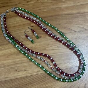 Elegant Multicolor Beaded Necklace and Earring Set